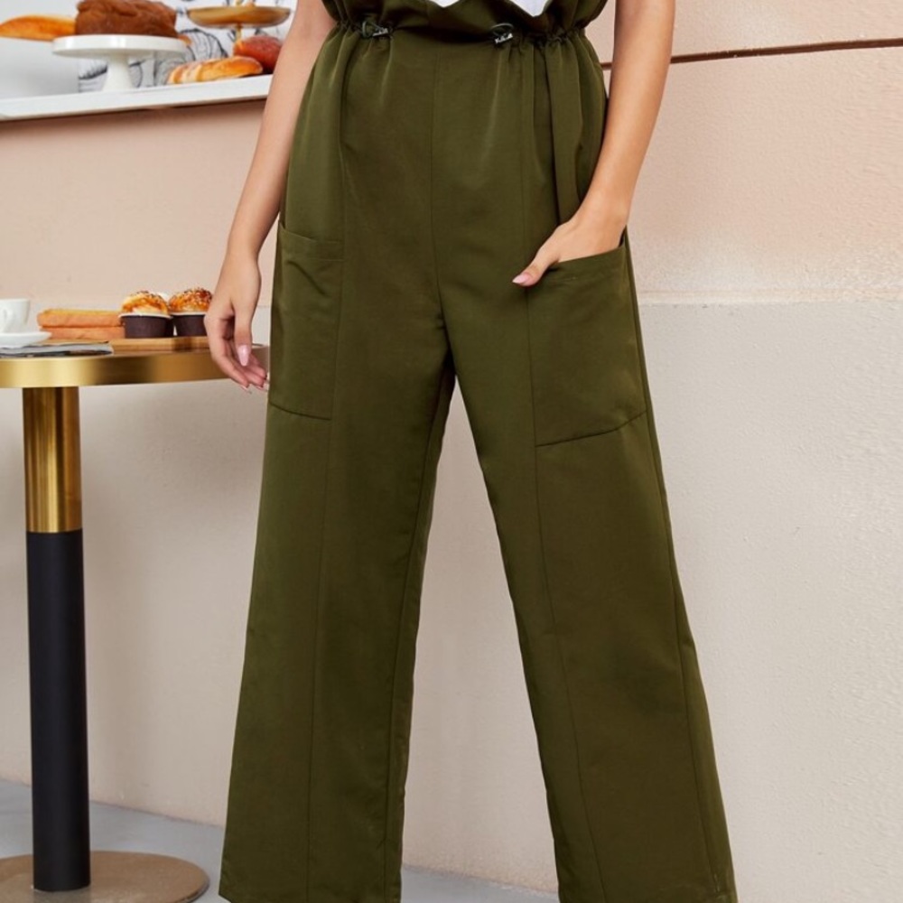 Ruffle Trim Wide Leg Pants